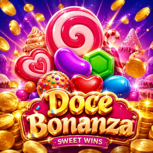 Cartão da slot Sweet Bonanza com doces coloridos